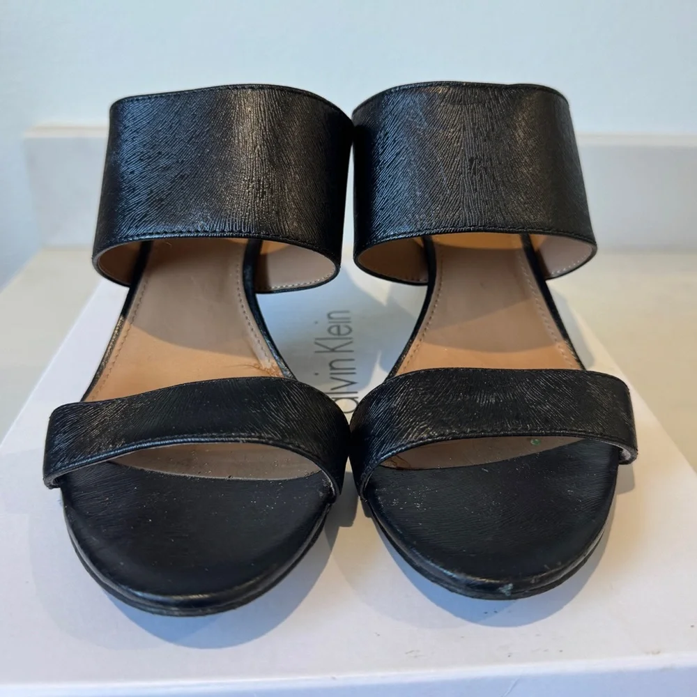 Calvin Klein “Cecily” Black Open-Toe Heels, Size 7.5 - Picture 2 of 7